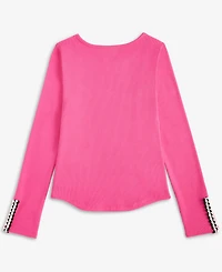 H by Habitual Big Girls Crochet-Trim Rib-Knit Top