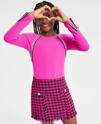 H By Habitual Big Girls Crochet Trim Ribbed Knit Top Pull On Houndstooth Skort
