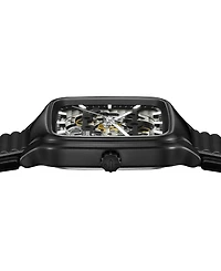 Rado Unisex Swiss Automatic True Square Skeleton Black Rubber Strap Watch 38mm