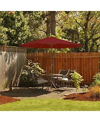 10 Feet Patio Umbrella with 8 Wooden Ribs and 3 Adjustable Heights