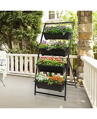 4-Tier Vertical Raised Garden Bed with 4 Containers and Drainage Holes