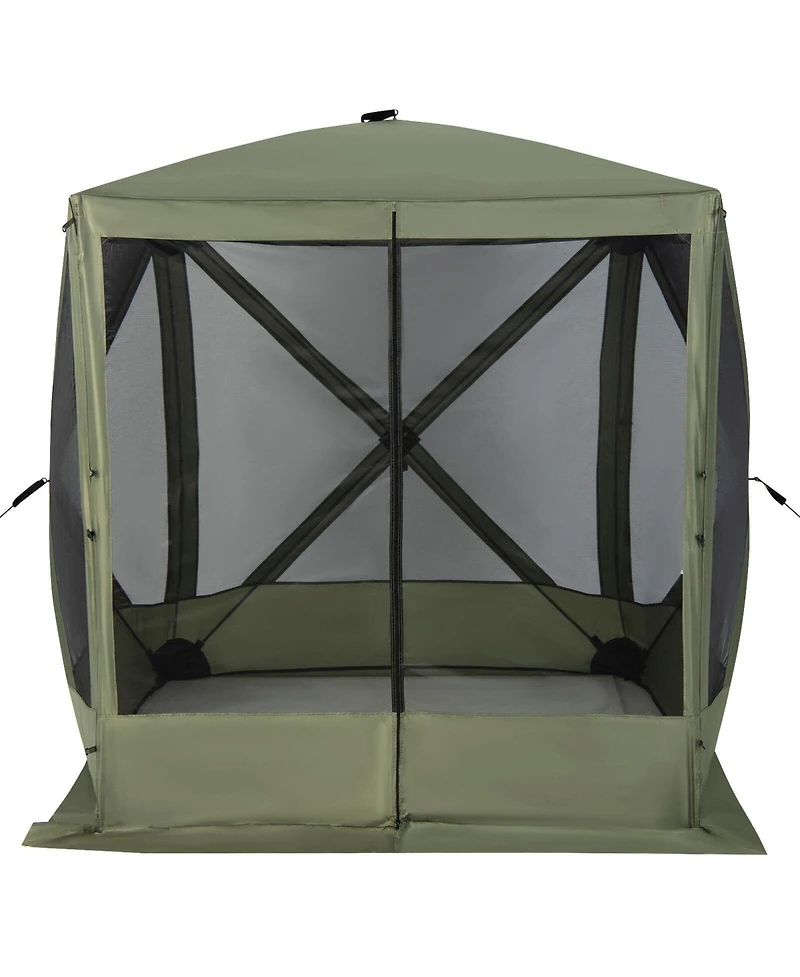 6.7 x 6.7 Feet Pop Up Gazebo with Netting and Carry Bag-Green