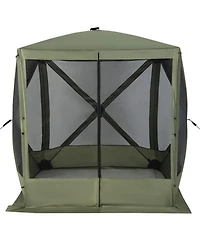 6.7 x 6.7 Feet Pop Up Gazebo with Netting and Carry Bag-Green