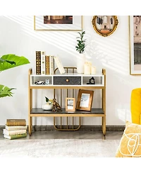 Console Table with Drawer Storage Shelf Wide Tabletop-White