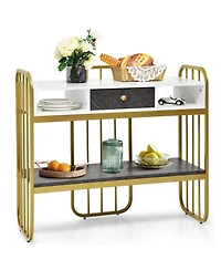 Console Table with Drawer Storage Shelf Wide Tabletop-White