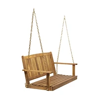 8.25 in. Outdoor Acacia Wood Porch Swing with 8 Feet Chains