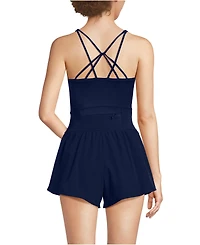 Lands' End Women's Tugless Strappy X-Back Romper Swimsuit