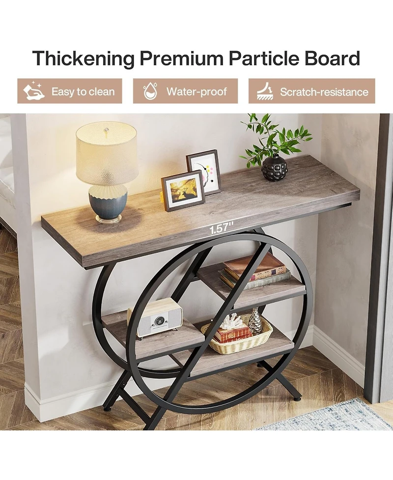 Tribesigns Console Table, 40-Inch Entryway Table with Storage Shelves, 4-Tier Industrial Hallway Sofa Table with Geometric Metal Frame, Accent Table f