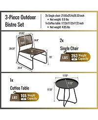 Patio Furniture Set 3 Piece Mixture Pattern Pe Rattan Steel Frame And Modern Round Table