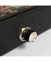 28 in. Tabletop Fire Pit, Propane Gas Fire Pit with Quick Connect Joint, Glass Wind Guard and Lava Rock