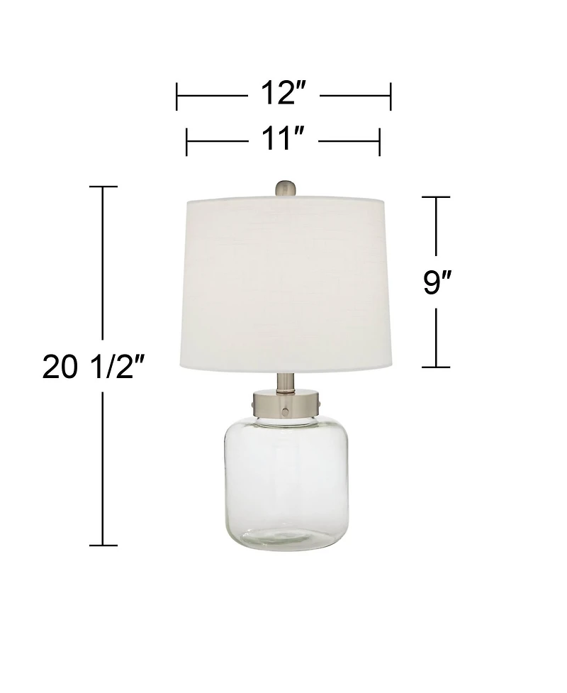 360 Lighting Coastal Accent Table Lamps 20.5" High Set of 2 Small Clear Glass Fillable Shells White Drum Shade for Living Room Family Bedroom