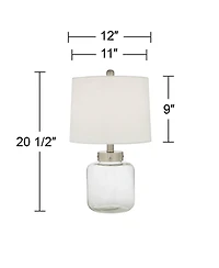 360 Lighting Coastal Accent Table Lamps 20.5" High Set of 2 Small Clear Glass Fillable Shells White Drum Shade for Living Room Family Bedroom