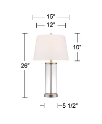 360 Lighting Coastal Table Lamps 26" High Set of 2 Clear Glass Fillable Steel White Tapered Shade for Living Room Family Bedroom Bedside