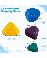 11 Pieces Kids Stepping Stones Stackable Balance Blocks Indoor Outdoor-Multicolor