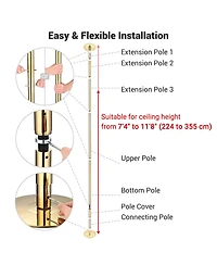 Yescom 11 Ft Spinning Static Dancing Pole Kit w/ Extensions Fitness Dance Exercise Gold