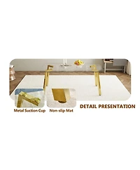 Streamdale Golden Leg Glass Table & 6 Black Pu Chairs