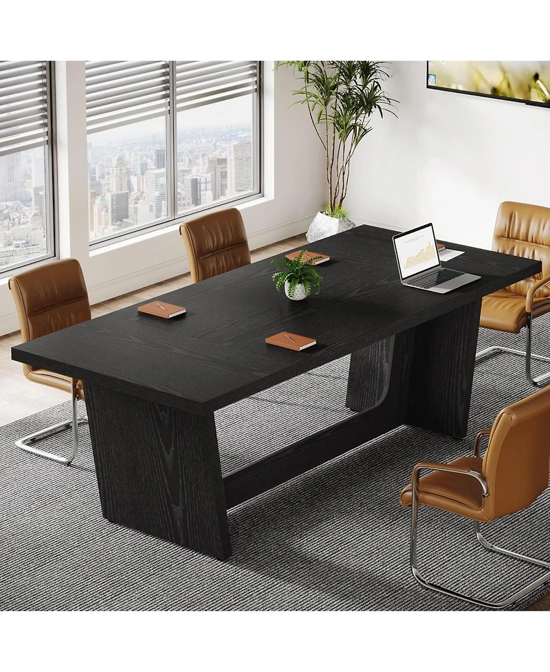 Tribesigns 6FT Conference Table Set of 4, Rectangular Seminar for Meeting Room, Solid Executive Business Furniture Boardroom Desk