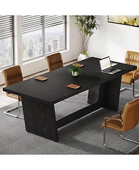 Tribesigns 6FT Conference Table Set of 4, Rectangular Seminar for Meeting Room, Solid Executive Business Furniture Boardroom Desk