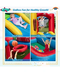 Baseball Themed Inflatable Bounce House with Ball Pit and Ocean Balls with 735W Blower