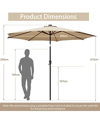 10 Feet Patio Umbrella with 112 Solar Lights and Crank Handle