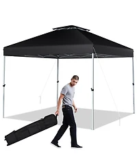2-Tier 10 x 10 Feet Pop-up Canopy Tent with Wheeled Carry Bag