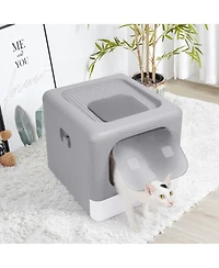 Bingopaw Cats Litter Box Detachable Top & Slide-Out Tray With Scoop