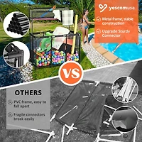 Yescom Rolling Mesh Pool Storage Bin Floats Toys Organzier Metal Frame 10 Wheels Double Decker with Blue Mesh Replacement Net Combo