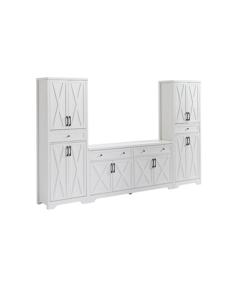 Streamdale White Tv Cabinet Set w/ Sideboards - 108.7" L