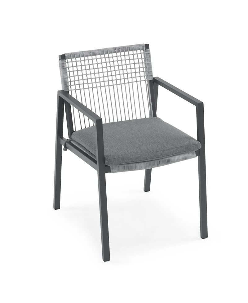 Streamdale Outdoor Aluminum + Rope Dining Chair Set with Cushion (2)