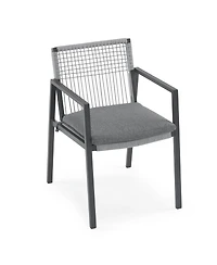 Streamdale Outdoor Aluminum + Rope Dining Chair Set with Cushion (2)