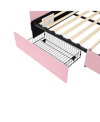 Streamdale Pink Velvet Daybed with Storage Drawers