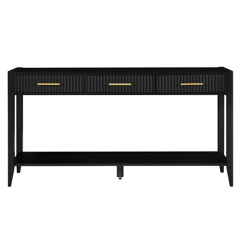 Streamdale Modern Entryway Table with Striped Drawers and Long Legs