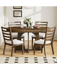 Streamdale Retro Rustic Dining Set with Ext. Table and 4 Chairs (Walnut)