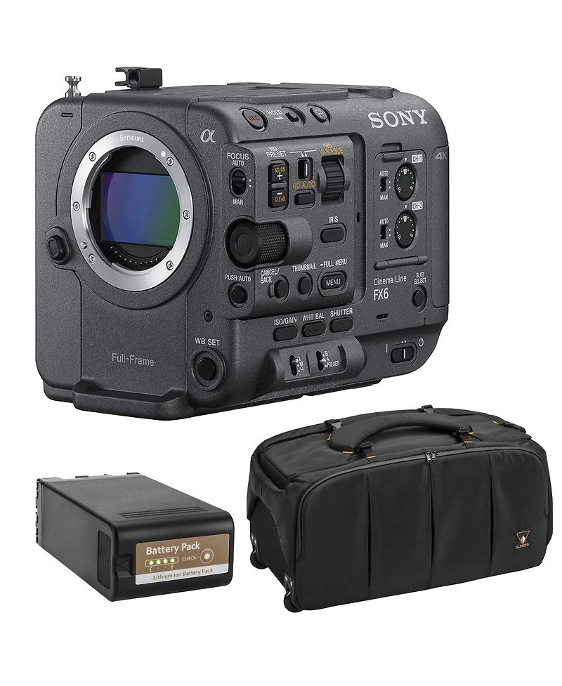 Sony FX6 Cinema Camera, Bundle with Bp-U90 Battery and V2 BigBag Pro Video Handbag Xl