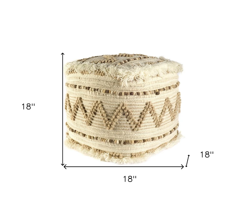 Cotton Blend Ottoman for Living Room Bedroom or Lounge Area Seating