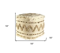 Cotton Blend Ottoman for Living Room Bedroom or Lounge Area Seating