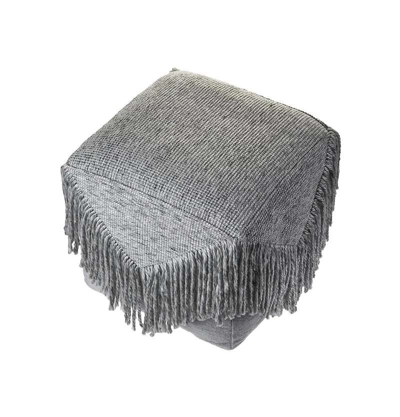 18" Grey Wool Ottoman