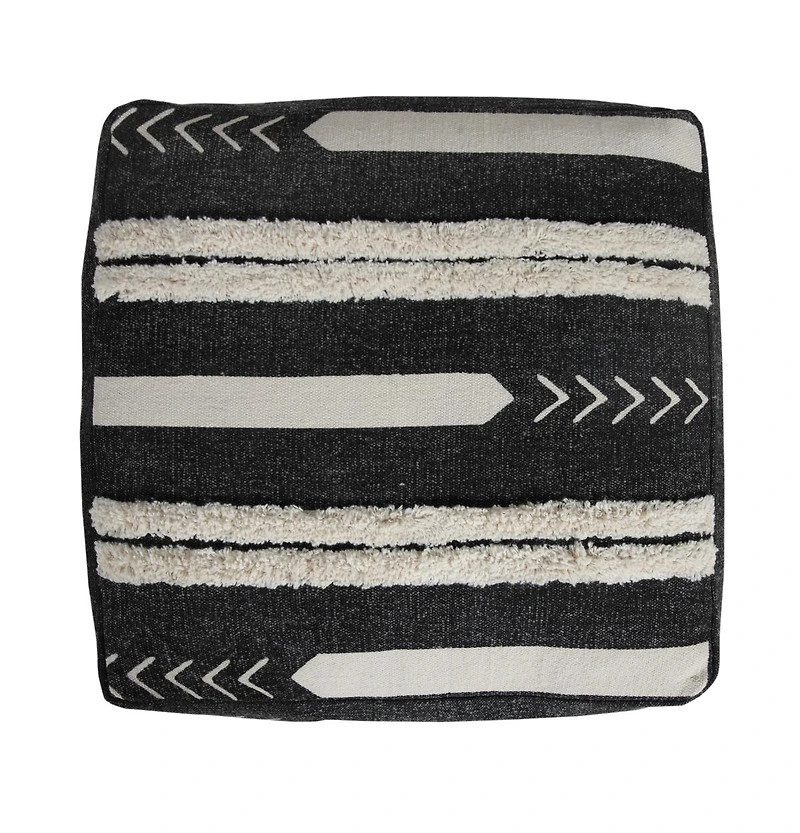 18" Black 100% Cotton Ottoman