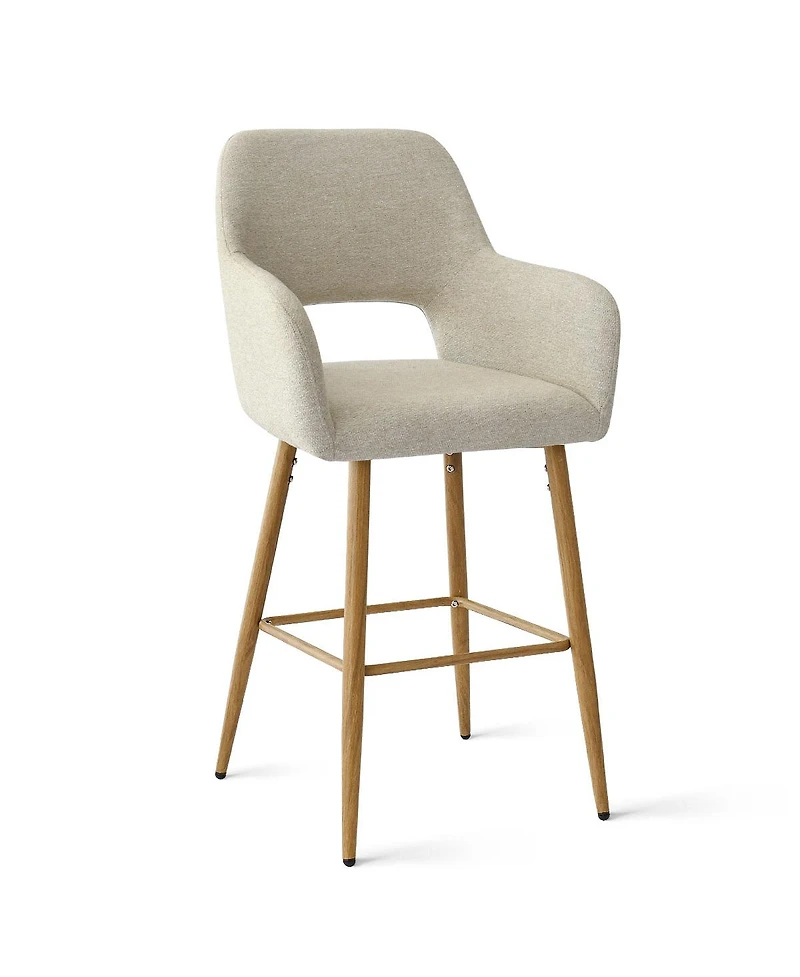Set of 4 Upholstered Counter Height Bar Stools with Armrests, Modern Chairs for Kitchen Island-Maison Boucle