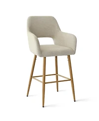 Set of 4 Upholstered Counter Height Bar Stools with Armrests, Modern Chairs for Kitchen Island-Maison Boucle
