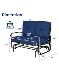 2 Seats Outdoor Swing Glider Chair with Comfortable Cushions