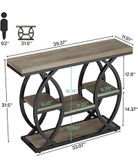 Tribesigns 39.4" Console Table, Industrial 4-Tier Sofa Table Entryway Table with Storage Shelves, Narrow Wood Accent Tables with Metal Frame for