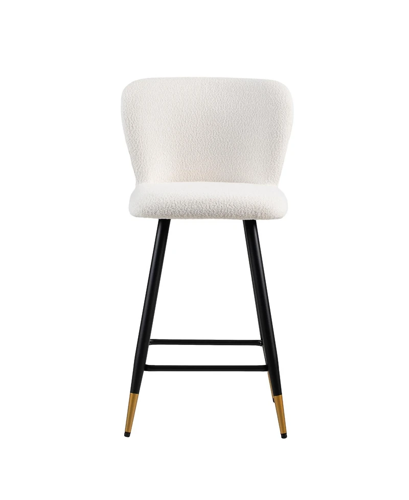 Streamdale Modern Barstool White Seats, Black Metal Legs, Gold Tips (25.79")