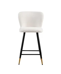 Streamdale Modern Barstool White Seats, Black Metal Legs, Gold Tips (25.79")