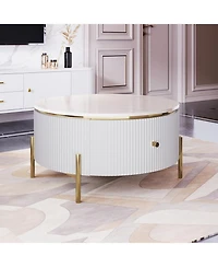 Streamdale Modern Round Coffee Table with 2 large Drawers Storage Accent Table(31.5")