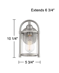 John Timberland Rustic Farmhouse Outdoor Wall Light Fixtures Set of 2 Brushed Nickel 10 1/4" Clear Glass for Exterior Barn Deck House Porch Yard