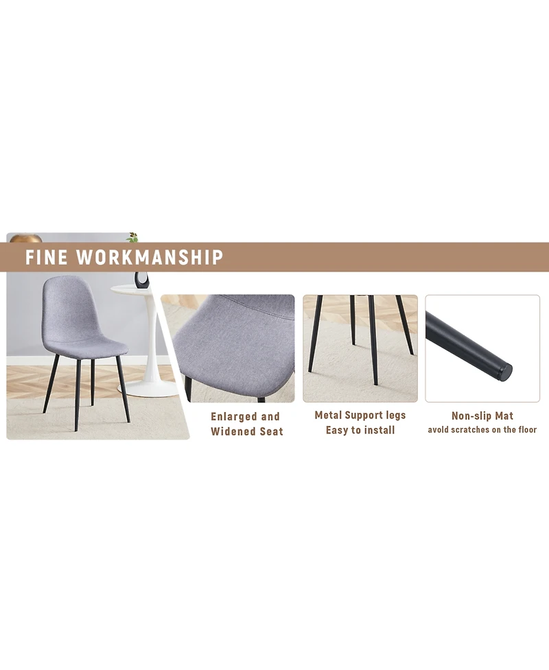 Streamdale 47" Round Dining Set Table with Storage & 4 Gray Linen Chairs