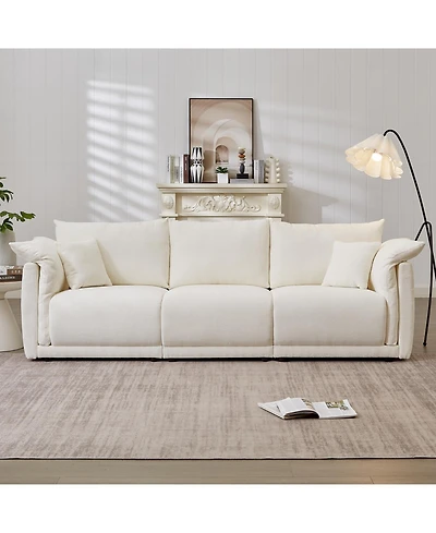 Streamdale 98.5" Beige Linen Sofa with Pillows