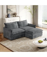 Streamdale Corduroy Loveseat Sofa with Ottoman & 2 Cushions