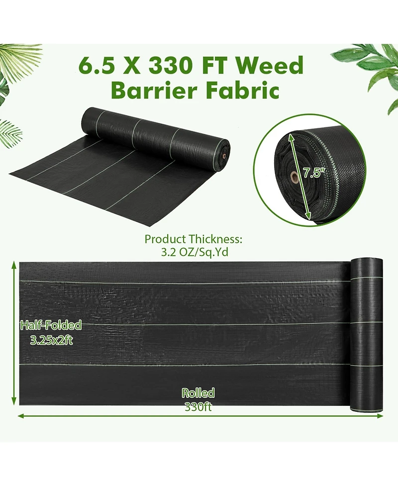 6.5 x 330 Feet Weed Barrier Landscape Fabric